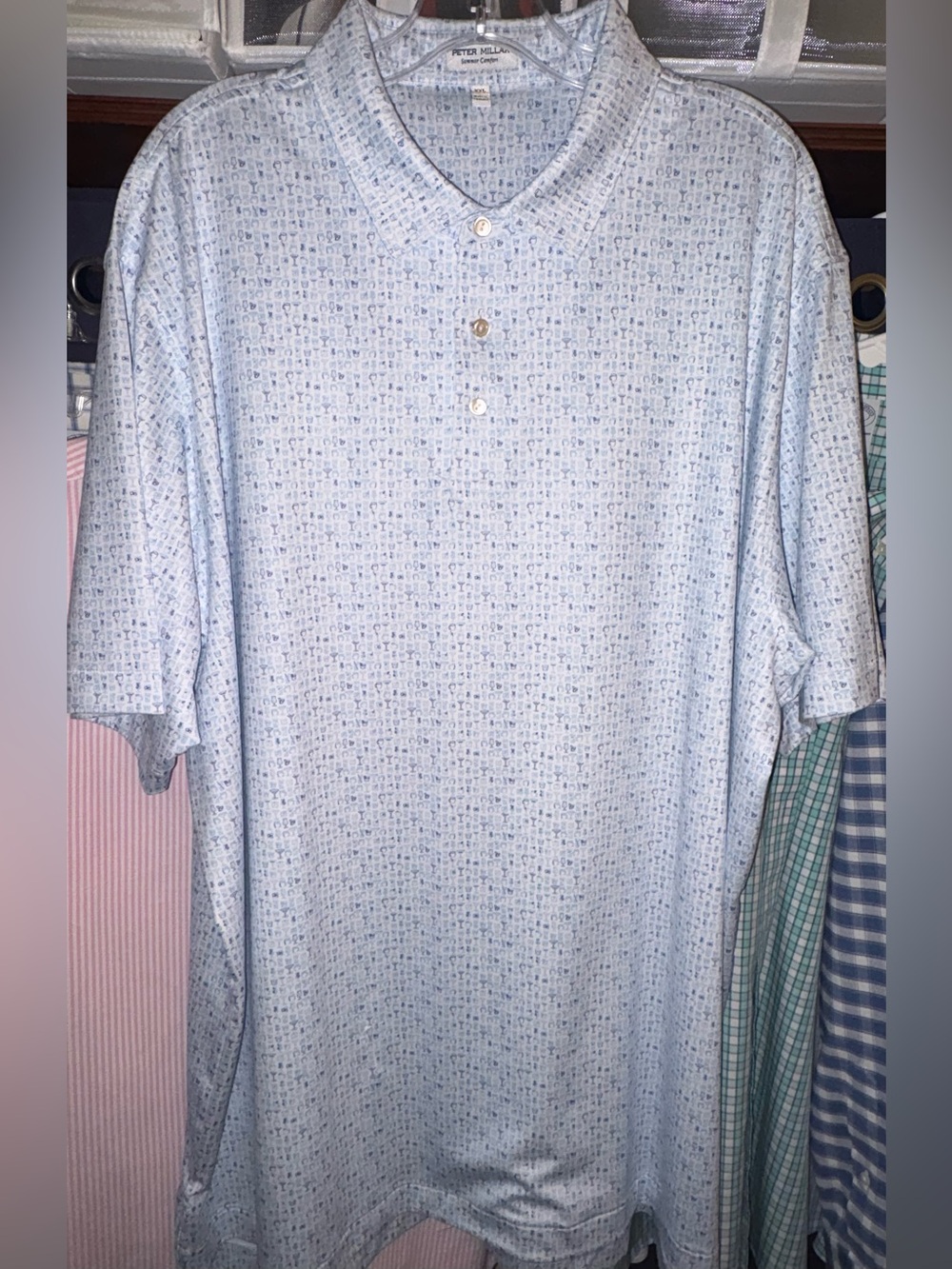Peter Millar Light Blue Cocktail Polo